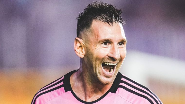 Leo festeja uno de sus goles. Foto: @InterMiamiCF