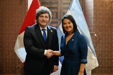 Javier Milei se reunió con Keiko Fujimori en su asunción como mandataria.&nbsp;