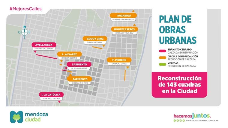 La Municipalidad de la Ciudad de Mendoza informó el estado del tránsito por obras. La Municipalidad de la Ciudad de Mendoza informó el estado del tránsito por obras.