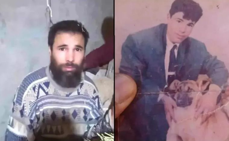 A la izquierda, la imagen del hombre tras ser rescatado. A la derecha, una fotografía previa a su desaparición Foto: BBC