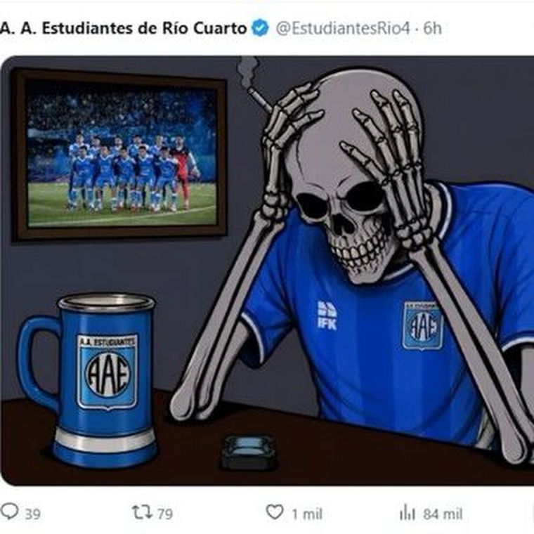 La publicación en X de Estudiantes de Río Cuarto tras una nueva derrota del equipo: luego lo eliminaron. La publicación en X de Estudiantes de Río Cuarto tras una nueva derrota del equipo: luego lo eliminaron.