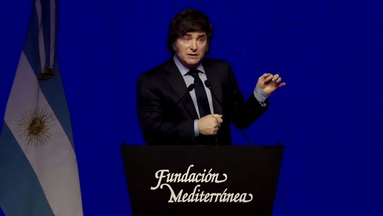 El presidente Javier Milei en la Fundación Mediterránea. Foto: Noticias Argentinas
