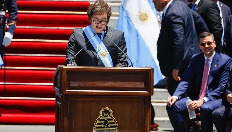 Javier Milei en su primer discurso como presidente Foto: EFE