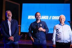 El trinomio del oficialismo de Racing: Alfredo Chiodini (vice segundo), Christian Devia (presidente) y Víctor Blanco (vice primero). Foto: IG @christian.devia