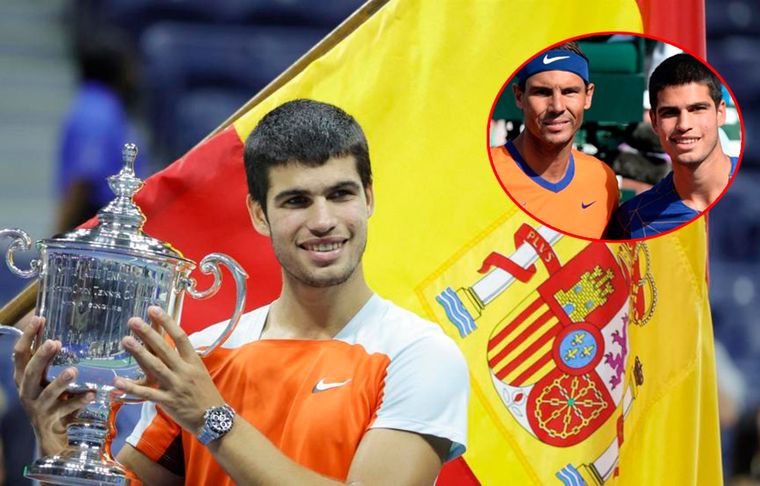 Rafa Nadal felicitó a Carlos Alcaraz tras la consagración del joven de 19 años en el US Open.