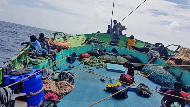 Una imagen facilitada por los migrantes antes de llegar a la isla Diego García. Foto: CORTESÍA DE LOS MIGRANTES DE DIEGO GARCÍA