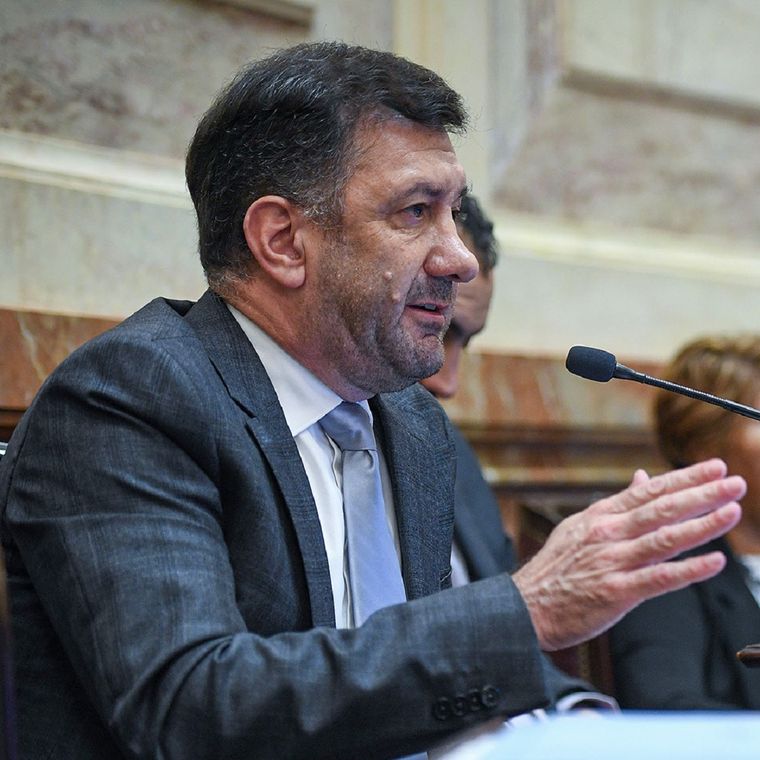 Kueider en el recinto del Senado. Foto: X @EdgardoKueider