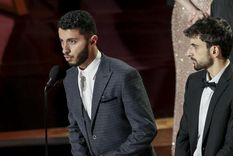 El palestino Basel Adra y el israelí Yuval Abraham se pronunciaron por una salida política al conflicto entre sus pueblos. Foto: Getty Images