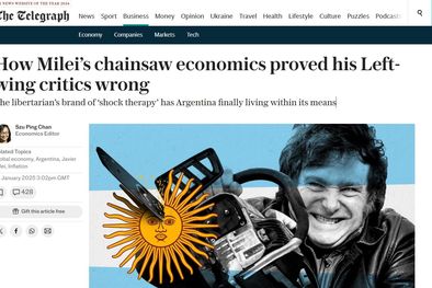 MDZol | El fenómeno barrial libertario llegó a uno de los diarios conservadores más importantes de Inglaterra. Foto: Captura de pantalla artículo en The Telegraph.