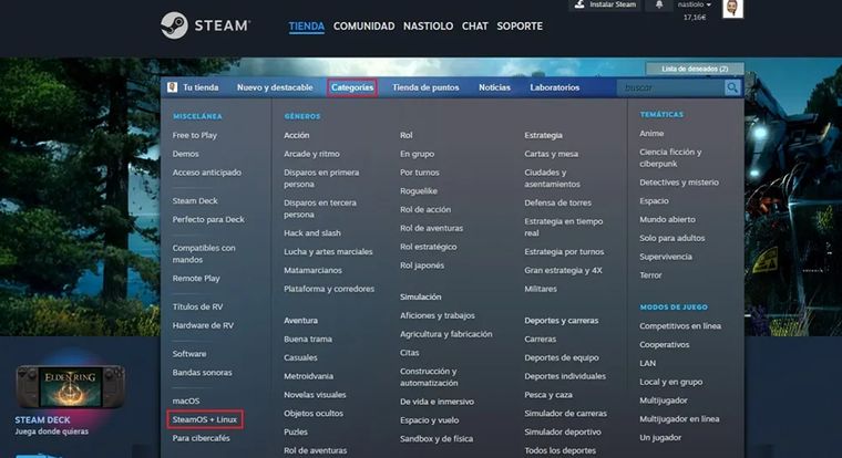 Desde la tienda es posible filtrar por categoría SteamOS + Linux y ver todos los juegos compatibles de manera oficial. Desde la tienda es posible filtrar por categoría SteamOS + Linux y ver todos los juegos compatibles de manera oficial.
