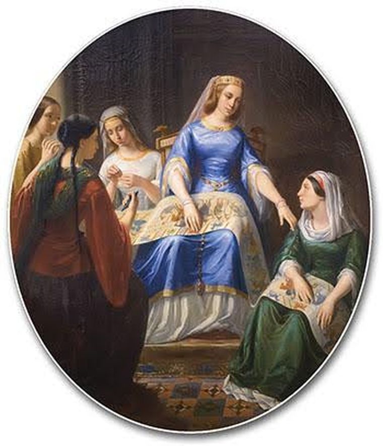 «La reina Matilde trabajando en el tapiz de Bayeux”, de Alfred Guillard – Museo Baron Gérard, Bayeux (Francia) «La reina Matilde trabajando en el tapiz de Bayeux”, de Alfred Guillard – Museo Baron Gérard, Bayeux (Francia)