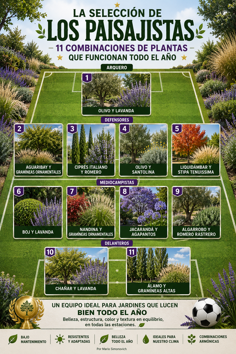 Olivos y lavandas forman una de las combinaciones más utilizadas en jardines mediterráneos de todo el mundo. En tanto que las gramíneas ornamentales aportan movimiento y textura incluso durante el invierno. Olivos y lavandas forman una de las combinaciones más utilizadas en jardines mediterráneos de todo el mundo. En tanto que las gramíneas ornamentales aportan movimiento y textura incluso durante el invierno.