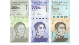 Los tres nuevos billetes presentados por el Banco Central de Venezuela apenas suman US$1 juntos. Foto: BANCO CENTRAL DE VENEZUELA