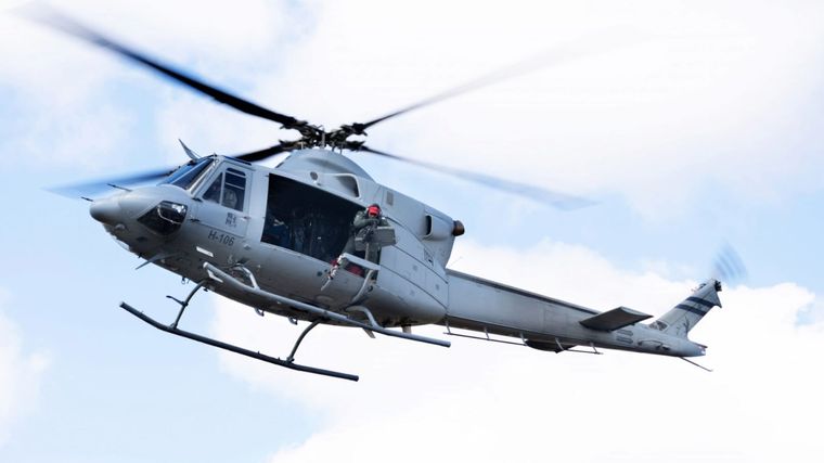 Uno de los helicópteros Bell 412EP  que servirán de apoyo para las fuerza de seguridad. Foto: Prensa FAA