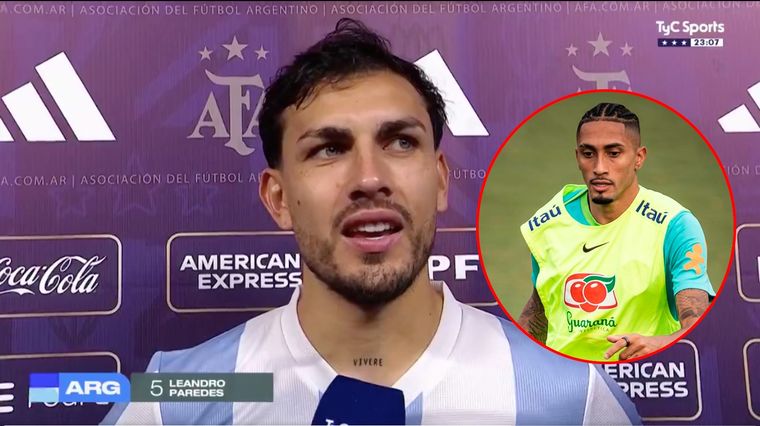 Paredes y un palito para su rival. Foto: Captura TyC Sports