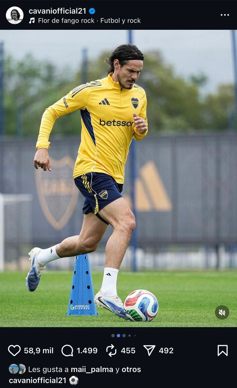 La publicación de Edinson Cavani en Instagram a días del Superclásico en la Bombonera. La publicación de Edinson Cavani en Instagram a días del Superclásico en la Bombonera.