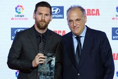Lionel Messi y Javier Tebas. Foto: Marca