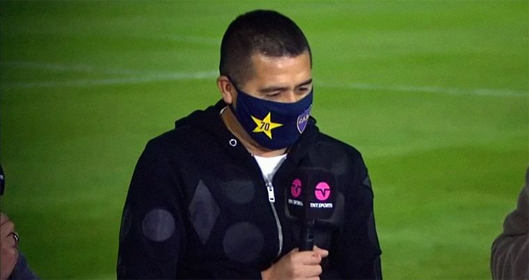 Román, feliz en la Bombonera Foto: captura de TNT Sports