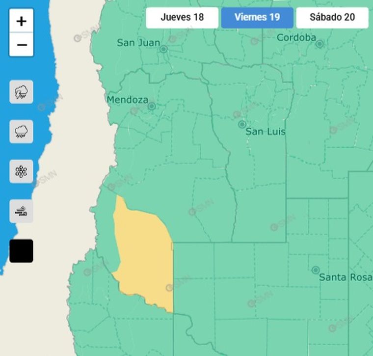 Hay alerta amarilla por Zonda en el sur de la provincia. Hay alerta amarilla por Zonda en el sur de la provincia.