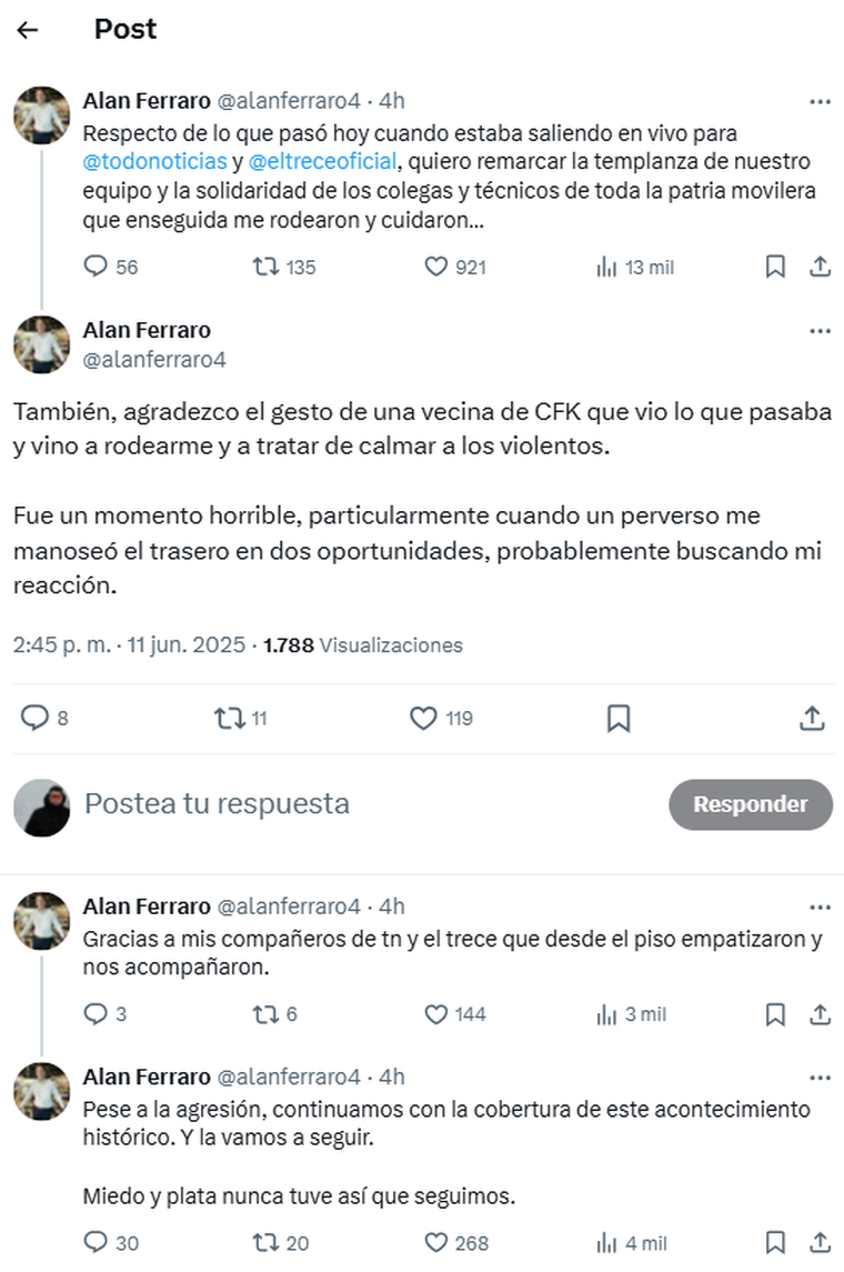 Alan Ferraro realizó un contundente descargo. Foto: captura de pantalla X/ @alanferraro4. Alan Ferraro realizó un contundente descargo. Foto: captura de pantalla X/ @alanferraro4.