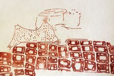 pintura de una erupcion volcanica de hace 9.000 anos