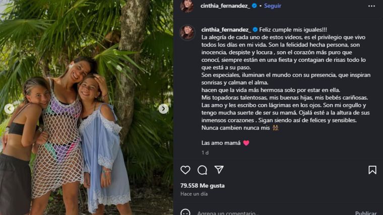 Además, saludó a sus hijas por su cumpleaños número 12. Además, saludó a sus hijas por su cumpleaños número 12.