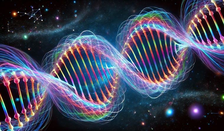 Representación artística de la doble hélice que imita una cadena de ADN. Foto: Dpa.