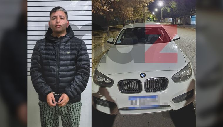 El conductor del BMW blanco que fue detenido como presunto autor del tiroteo contra una casa en Las Heras.&nbsp;