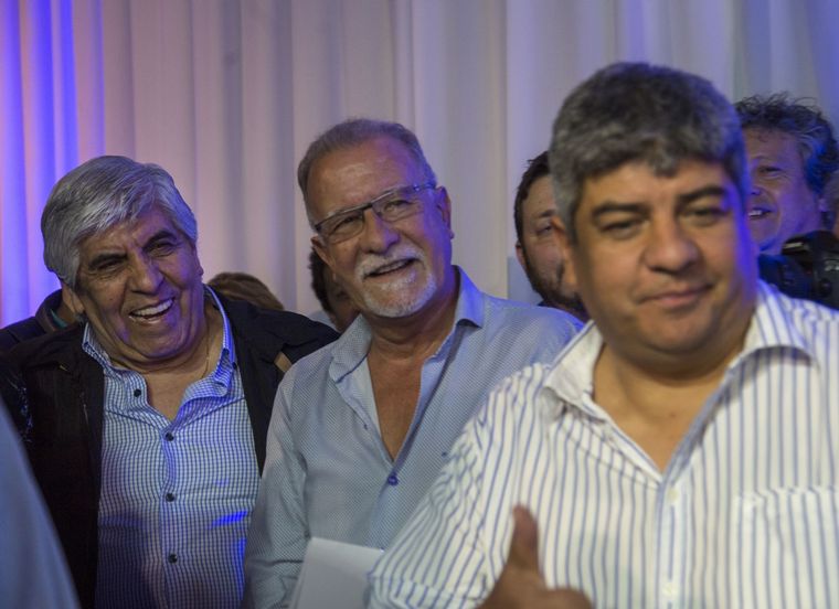 Hugo Moyano, Omar Plaini y Pablo Moyano Foto: NA