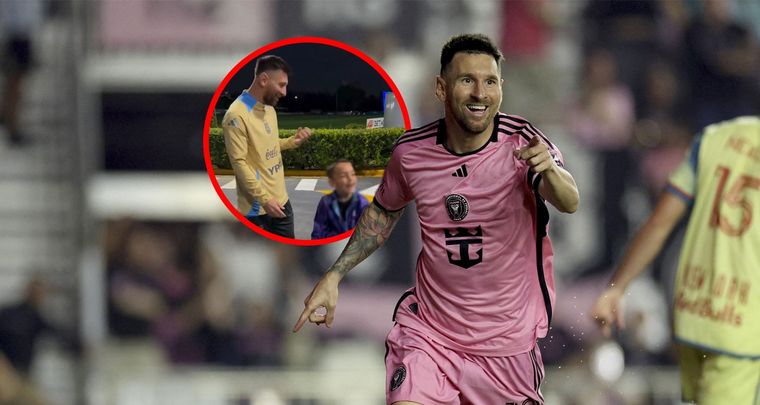 Lionel Messi y su encuentro con un niño que le pidió hacer un festejo especial. Foto: Captura