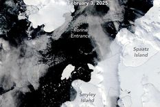 Iceberg A-84 en el centro de la imagen. Foto: Dpa.