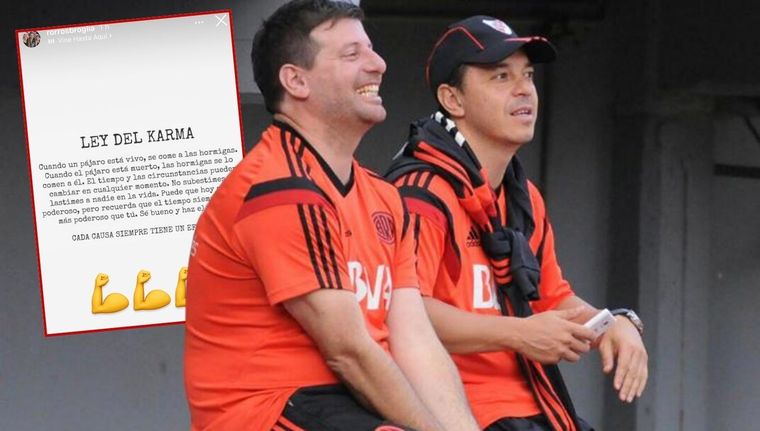 Rodrigo Sbroglia fue mano derecha y parte importante del cuerpo técnico de River durante el primer ciclo de Gallardo en River. Foto: Archivo e IG rorrosbroglia