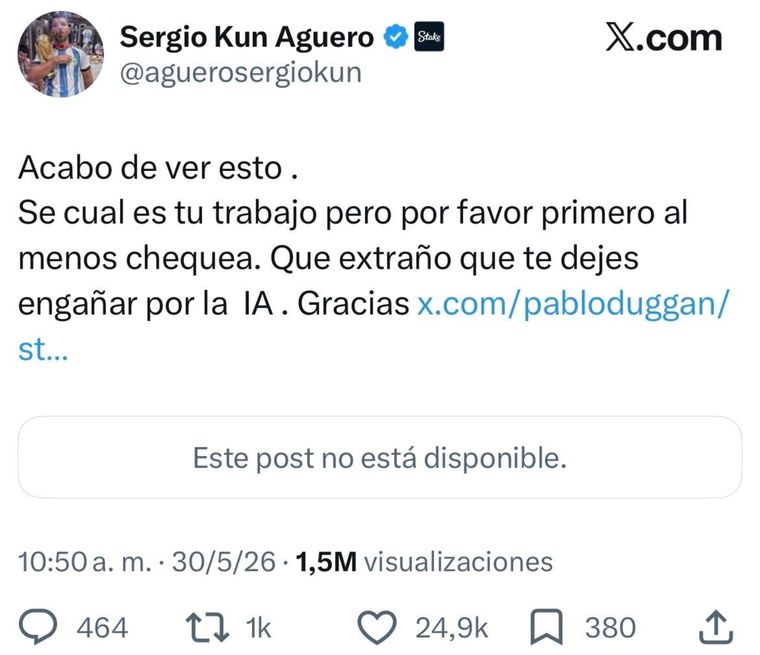 La respuesta del exfutbolista. La respuesta del exfutbolista.