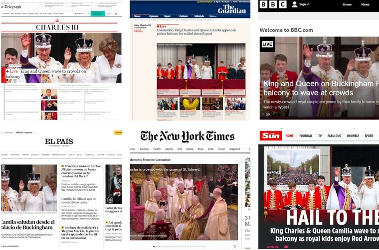 Los principales portales del mundo dieron amplia cobertura a la coronación de Carlos III de Reino Unido. Foto: Captura de pantalla