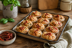 Apurate a servirte uno de estos cupcakes con tomates confitados porque volarán apenas los sirvas