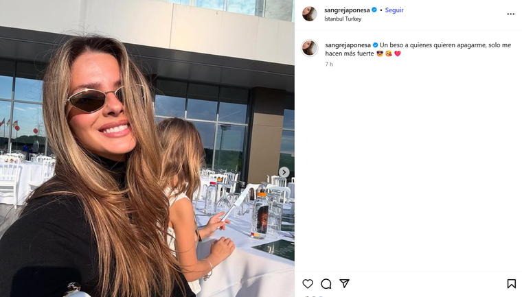 El posteo de la China Suárez en redes sociales. Foto: @sangrejaponesa El posteo de la China Suárez en redes sociales. Foto: @sangrejaponesa