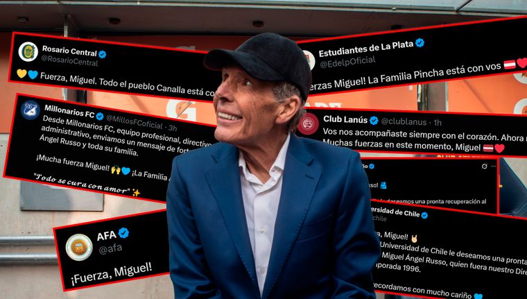 Muchos de los clubes que dirigio Russo le dedicaron un mensaje de apoyo en este difícil momento.