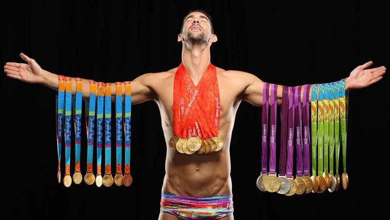 Michael Phelps y sus 28 medallas olímpicas.