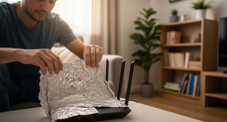 El truco del papel aluminio busca redirigir la señal WiFi hacia una zona puntual. El truco del papel aluminio busca redirigir la señal WiFi hacia una zona puntual.