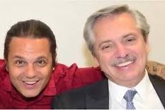 El sindicalista Marcelo Peretta, quien agredió a Eduardo Feinmann, con Alberto Fernández