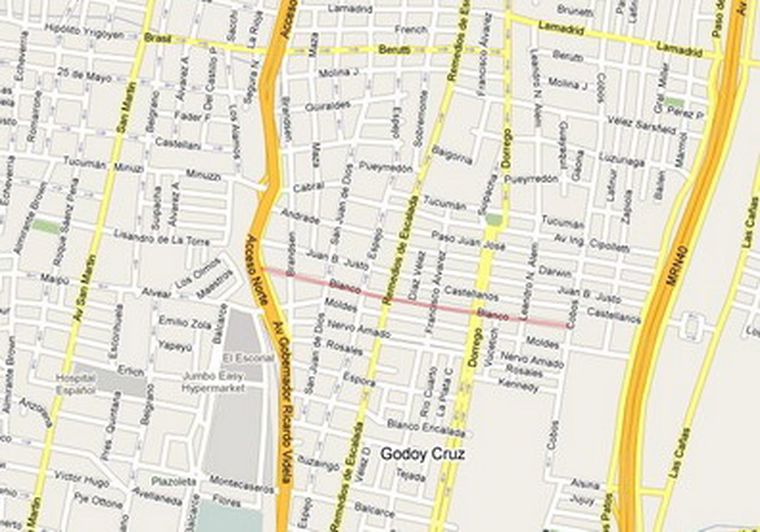 En esta zona de Dorrego ocurrió el atraco. Foto: Google Maps