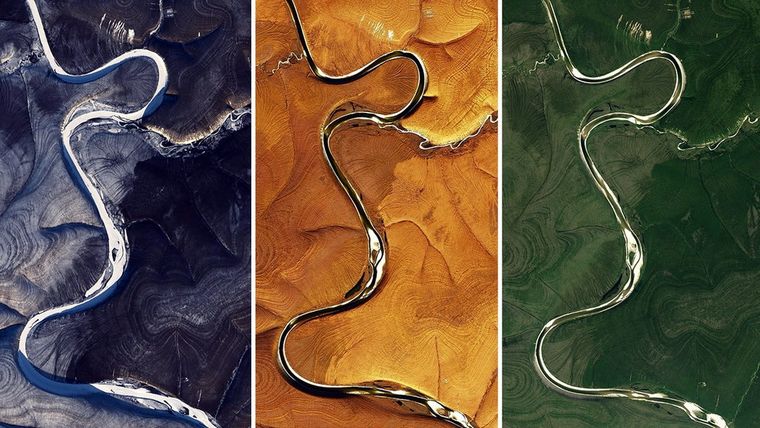 El zona en diferentes estaciones (de izquierda a derecha: el 29 de octubre de 2020, el 15 de septiembre de 2016, el 22 de julio de 2019). Foto: Nasa