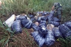 Los bultos con la droga. Foto: Gendarmería Nacional.