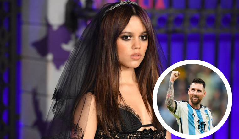 Jenna Ortega también tiene algo que decir acerca de Lionel Messi. Foto: Michael Tullberg (Getty Images) y Aníbal Greco (La Nación).