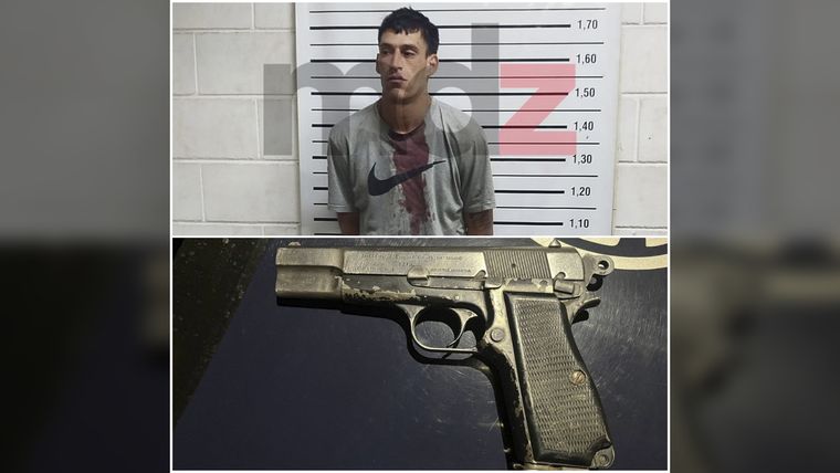 Daniel Domínguez Neza, el sospechoso de 31 años detenido tras el tiroteo en Las Heras, portaba un arma de fuego de dudoso origen.