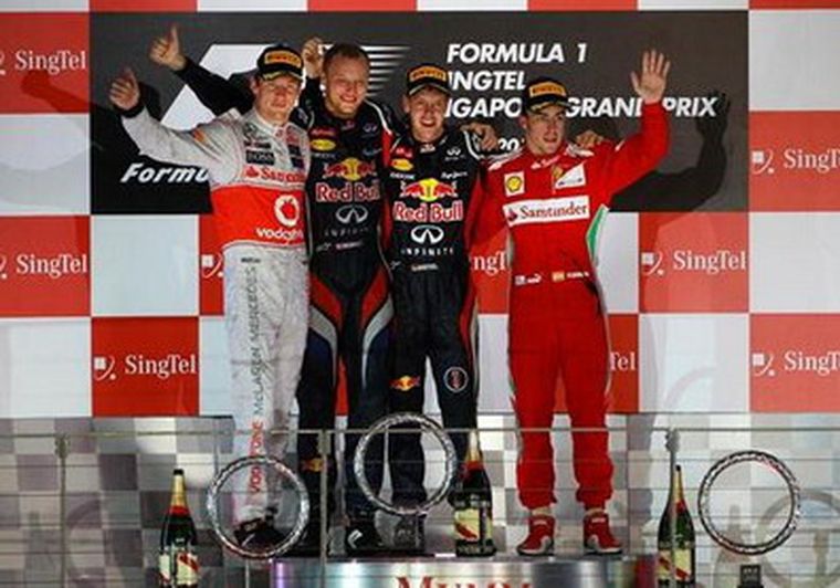 El podio final en Singapur. Foto: F1
