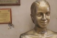 Retiraron el busto de Evita de la Secretaría de Niñez, Adolescencia y Familia. Foto: Captura de video