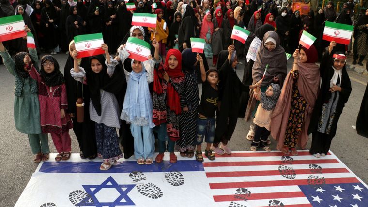 Manifestaciones iraníes contra la alianza de Israel con Estados Unidos.