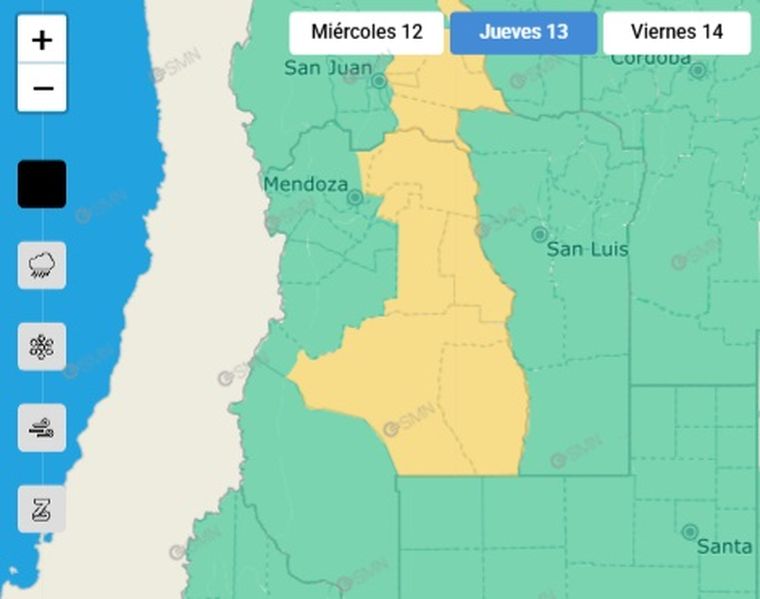 El SMN emitió un alerta por tormentas para este jueves en distintas zonas de Mendoza. El SMN emitió un alerta por tormentas para este jueves en distintas zonas de Mendoza.
