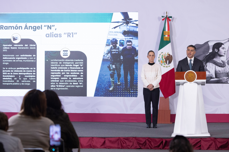 García Harfuch presentó su informe junto a la presidenta Claudia Sheinbaum.